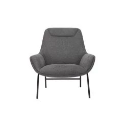 MILIBOO Fauteuil Design Avec Tissu Effet Velours Texturé Gris Foncé MARCEAU - Gris Foncé Velours