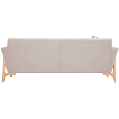 MILIBOO Canapé Scandinave 3 Places Tissu Effet Velours Texturé Beige Et Frêne ASAKO - Beige Naturel Velours 6 MILIBOO Canapé Scandinave 3 Places Tissu Effet Velours Texturé Beige Et Frêne ASAKO - Beige Naturel Velours – Image 4