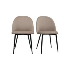 MILIBOO Chaises Design Velours Taupe Et Métal Noir (lot De 2) JOVI - Taupe Velours