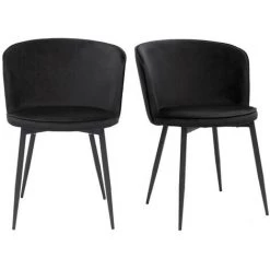MILIBOO Chaises Design En Velours Noir (lot De 2) SERIF - Noir Velours