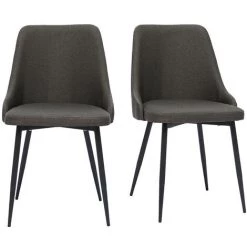 MILIBOO Chaises Design Tissu Gris Foncé Et Métal Noir (lot De 2) CULT - Gris Foncé