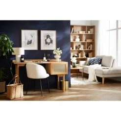 MILIBOO Bureau Vintage En Bois Finition Chêne Avec Caisson En Cannage Naturel L130 Cm ANTIK - Chêne Clair -France MILIBOO Soldes 2022 57125042 5