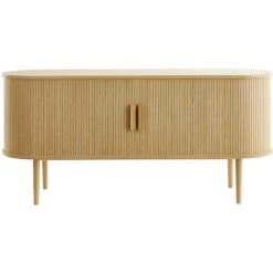 MILIBOO Buffet Avec Portes Coulissantes Placage Chêne Et Chêne Massif L160 Cm EPIC - Chêne Clair