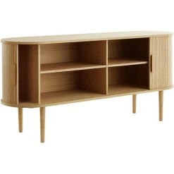 MILIBOO Buffet Avec Portes Coulissantes Placage Chêne Et Chêne Massif L160 Cm EPIC - Chêne Clair -France MILIBOO Soldes 2022 57125043 3