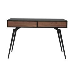 MILIBOO Bureau Design Noir Mat Et Placage Noyer TRIPOLI - Noyer Mat