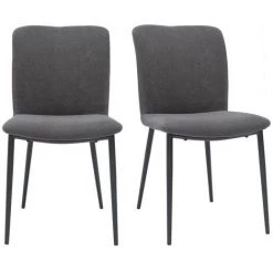 MILIBOO Chaises Design Tissu Effet Velours Gris (lot De 2) FOSTY - Gris Foncé Velours