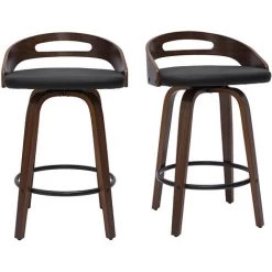 MILIBOO Tabourets De Bar Design Bois Foncé Et Polyuréthane Noir 65cm (lot De 2) MANO - Noir