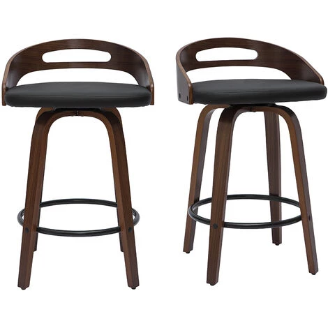 MILIBOO Tabourets De Bar Design Bois Foncé Et Polyuréthane Noir 65cm (lot De 2) MANO - Noir 3 MILIBOO Tabourets De Bar Design Bois Foncé Et Polyuréthane Noir 65cm (lot De 2) MANO - Noir