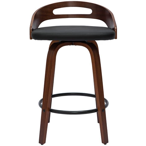 MILIBOO Tabourets De Bar Design Bois Foncé Et Polyuréthane Noir 65cm (lot De 2) MANO - Noir 4 MILIBOO Tabourets De Bar Design Bois Foncé Et Polyuréthane Noir 65cm (lot De 2) MANO - Noir – Image 2