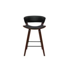 MILIBOO Tabouret De Bar Design Noir Et Bois Foncé H65 Cm SYRAH - Noyer / Noir