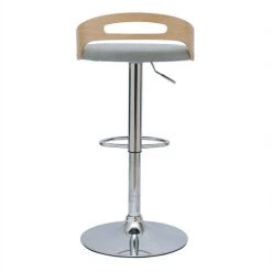 MILIBOO Tabouret De Bar Réglable Design Bois Clair Et Tissu Gris Clair MANO - Gris Clair -France MILIBOO Soldes 2022 57600654 4