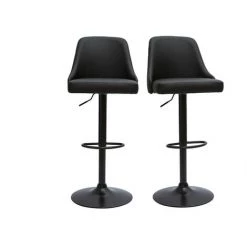 MILIBOO Tabourets De Bar Réglables Polyuréthane Noir Et Métal Noir (lot De 2) HASTA - Noir