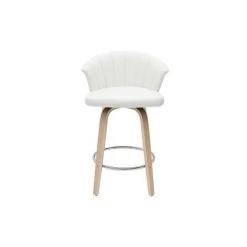 MILIBOO Tabouret De Bar Design Pivotant Blanc Et Bois Clair H65cm ALBIN - Bois Clair / Blanc