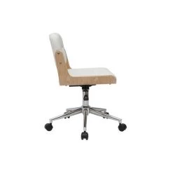 MILIBOO Chaise De Bureau Pivotante Blanc Et Bois Clair ARAMON - Bois Clair / Blanc -France MILIBOO Soldes 2022 58192151 3