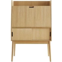 MILIBOO Bureau Secrétaire Avec Plateau Rabattable Finition Chêne GABIN - Chêne Clair