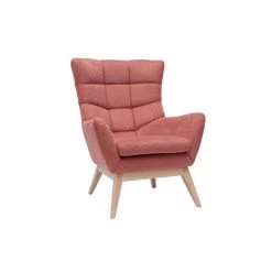 MILIBOO Fauteuil Scandinave Tissu Effet Velours Texturé Terracotta Et Bois BRODY - Terra Cotta Velours -France MILIBOO Soldes 2022 58428694 2