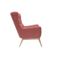 MILIBOO Fauteuil Scandinave Tissu Effet Velours Texturé Terracotta Et Bois BRODY - Terra Cotta Velours -France MILIBOO Soldes 2022 58428694 3
