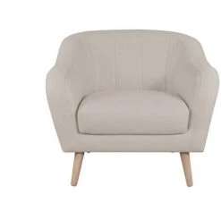 MILIBOO Fauteuil Scandinave En Tissu Beige Et Bois ISIS - Beige Naturel