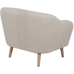 MILIBOO Fauteuil Scandinave En Tissu Beige Et Bois ISIS - Beige Naturel -France MILIBOO Soldes 2022 58490541 4