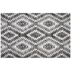 MILIBOO Tapis Ethnique Motif Losange Gris Noir Intérieur Extérieur 150 X 220 Cm PIXO - Gris Foncé