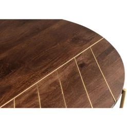 MILIBOO Table Basse Ronde En Manguier Massif Et Métal Doré D90 Cm SILLON - Noyer -France MILIBOO Soldes 2022 58748146 4