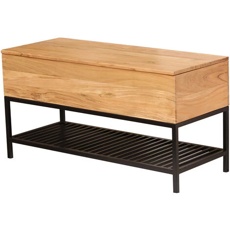 MILIBOO Banc D'entrée Industriel Avec Coffre De Rangement Acacia Massif Métal Noir SORG - Naturel 5 MILIBOO Banc D'entrée Industriel Avec Coffre De Rangement Acacia Massif Métal Noir SORG - Naturel – Image 3