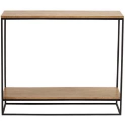 MILIBOO Console Manguier Massif Et Métal Noir L90 Cm IGGY - Naturel