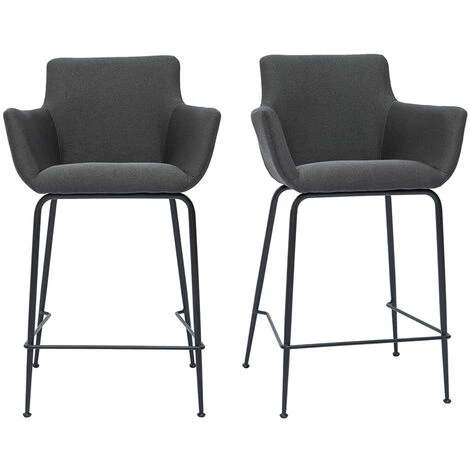 MILIBOO Tabourets De Bar En Tissu Gris Anthracite H65 Cm (lot De 2) CARLIE - Gris Foncé 3 MILIBOO Tabourets De Bar En Tissu Gris Anthracite H65 Cm (lot De 2) CARLIE - Gris Foncé