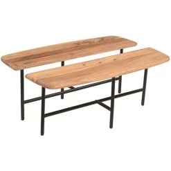 MILIBOO Table Basse Gigogne 2 Plateaux En Acacia Et Métal Noir SUZANE - Naturel -France MILIBOO Soldes 2022 59618022 3