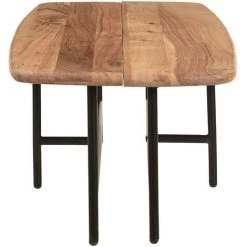 MILIBOO Table Basse Gigogne 2 Plateaux En Acacia Et Métal Noir SUZANE - Naturel -France MILIBOO Soldes 2022 59618022 4