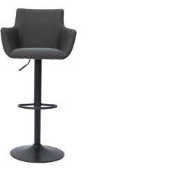 MILIBOO Tabourets De Bar Réglables Tissu Gris Anthracite Métal Noir (lot De 2) CARLIE - Gris Foncé -France MILIBOO Soldes 2022 59618045 2