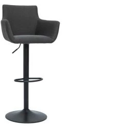 MILIBOO Tabourets De Bar Réglables Tissu Gris Anthracite Métal Noir (lot De 2) CARLIE - Gris Foncé -France MILIBOO Soldes 2022 59618045 3