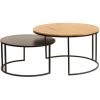 MILIBOO Tables Basses Gigognes Design Bois Et Métal TAHL - Bois Clair / Noir