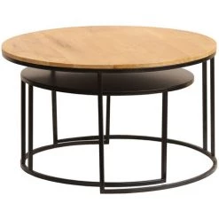 MILIBOO Tables Basses Gigognes Design Bois Et Métal TAHL - Bois Clair / Noir -France MILIBOO Soldes 2022 59618196 3
