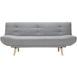 MILIBOO Canapé Scandinave Convertible 2 Places Tissu Gris Clair Et Bois FAGUO - Gris Perle