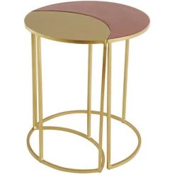 MILIBOO Table D'appoint En Métal Doré Et Rose émaillé TOSCANE - Rose Tendre