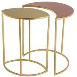 MILIBOO Table D'appoint En Métal Doré Et Rose émaillé TOSCANE - Rose Tendre -France MILIBOO Soldes 2022 59727924 3