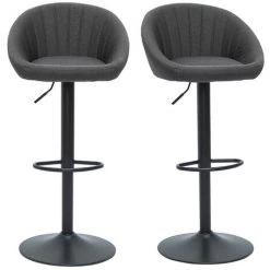MILIBOO Tabourets De Bar Réglables Design Gris Anthracite (lot De 2) SHERU - Gris Foncé