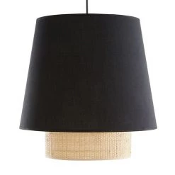 MILIBOO Suspension Design Bi-matière En Rabane Et Coton Noir D40 Cm JUME - Noir Mat