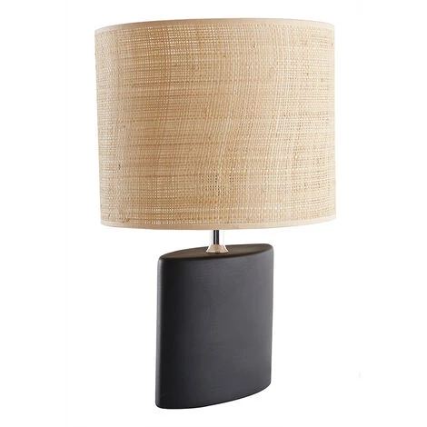 MILIBOO Lampe à Poser Céramique Noir Mat Et Abat-jour Raphia TIGA - Noir Mat 4 MILIBOO Lampe à Poser Céramique Noir Mat Et Abat-jour Raphia TIGA - Noir Mat – Image 2