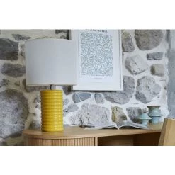 MILIBOO Lampe à Poser En Céramique émaillée Jaune Et Abat-jour écru BERRO - Jaune -France MILIBOO Soldes 2022 59929207 5