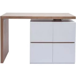 MILIBOO Îlot - Table De Bar Modulable Avec Rangement Blanc Mat Et Chêne H90 MAX - Blanc Mat