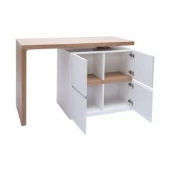 MILIBOO Îlot - Table De Bar Modulable Avec Rangement Blanc Mat Et Chêne H90 MAX - Blanc Mat -France MILIBOO Soldes 2022 60156429 3