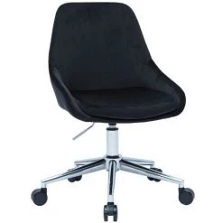 MILIBOO Chaise De Bureau Design Tissu Velours Noir HOLO - Noir Velours -France MILIBOO Soldes 2022 60171081 2