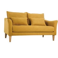 MILIBOO Canapé Scandinave 2 Places Tissu Effet Velours Jaune Moutarde KATE - Jaune Velours -France MILIBOO Soldes 2022 60281670 2