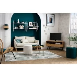 MILIBOO Canapé Scandinave 2 Places Tissu Effet Velours Jaune Moutarde KATE - Jaune Velours -France MILIBOO Soldes 2022 60281670 5