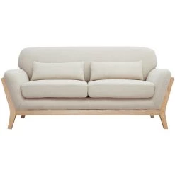 MILIBOO Canapé Scandinave 2 Places Beige Pieds Bois YOKO - Naturel