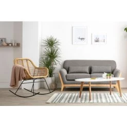 MILIBOO Canapé Scandinave 2 Places Beige Pieds Bois YOKO - Naturel -France MILIBOO Soldes 2022 60361214 5