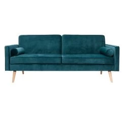 MILIBOO Canapé Convertible Scandinave 3 Places Velours Bleu Pétrole MOORE - Bleu Pétrole Velours