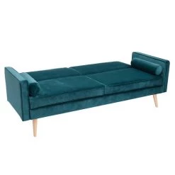 MILIBOO Canapé Convertible Scandinave 3 Places Velours Bleu Pétrole MOORE - Bleu Pétrole Velours -France MILIBOO Soldes 2022 60376255 3
